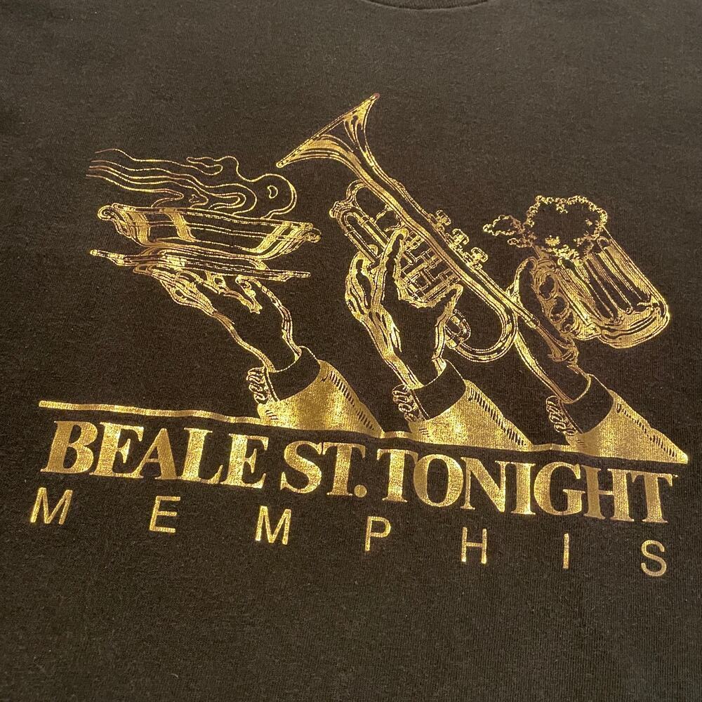 Vintage Beale St Tonight Memphis Tennessee Shirt XL USA Single Stitch 90s Jazz - Picture 3 of 9